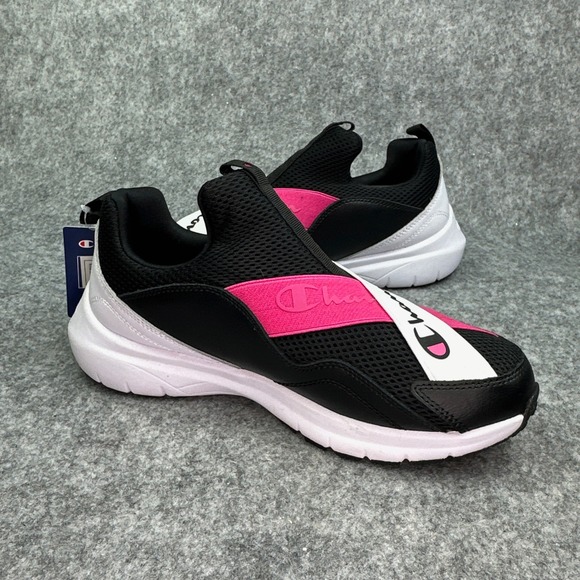 Champion® Juke Adult Size 9 Black Pink Fabric Slip-On Athletic Sneakers Womens - Picture 3 of 16